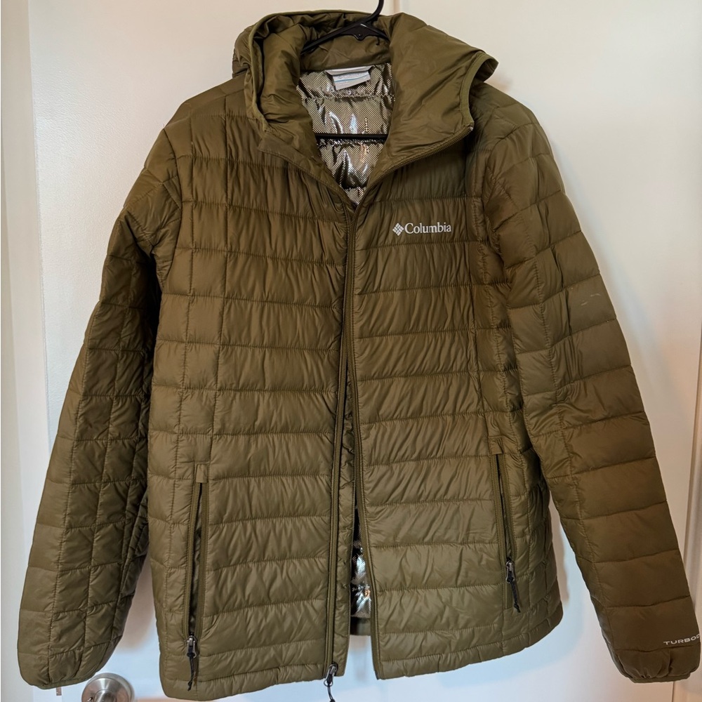Columbia Olive Quilted Hooded Jacket